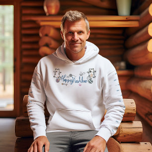 Happy New Year between Kittens Balanced on a Yarn Hoodie