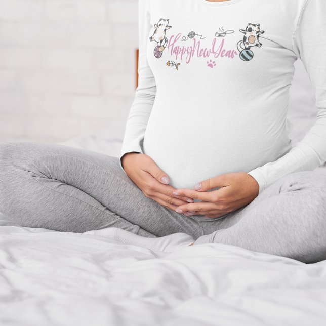 Happy New Year between Kittens Balanced on a Yarn T-Shirt (Happy New Year Between Kittens Balanced On A Yarn T-Shirt)