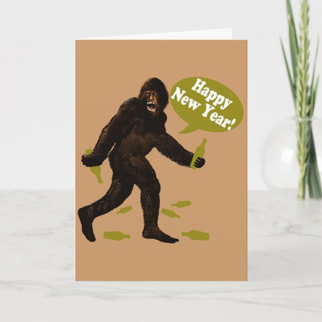 Happy New Year Bigfoot Feiertagskarte (Vorderseite)