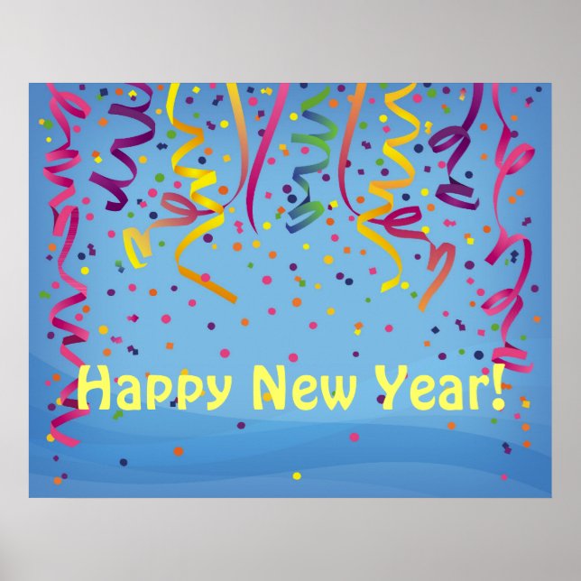 Happy New Year & Birthday Confetti Banner Poster (Vorne)