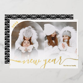 Happy New Year Black 2 Foto Arch Overlay Collage Folien Feiertagskarte