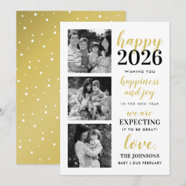 Happy New Year Black and Gold erwarten 2024 Feiertagskarte