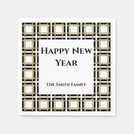 Happy New Year Black Gold Boxen Papier Napkin Serviette