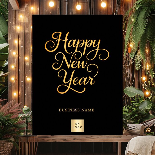 Happy New Year Black Gold Business Logo Poster (Von Creator hochgeladen)