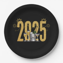 Happy New Year - Black Gold Plate