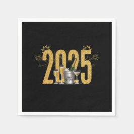 Happy New Year - Black Napkin Serviette