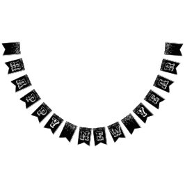 Happy New Year Black Silver Wimpelkette