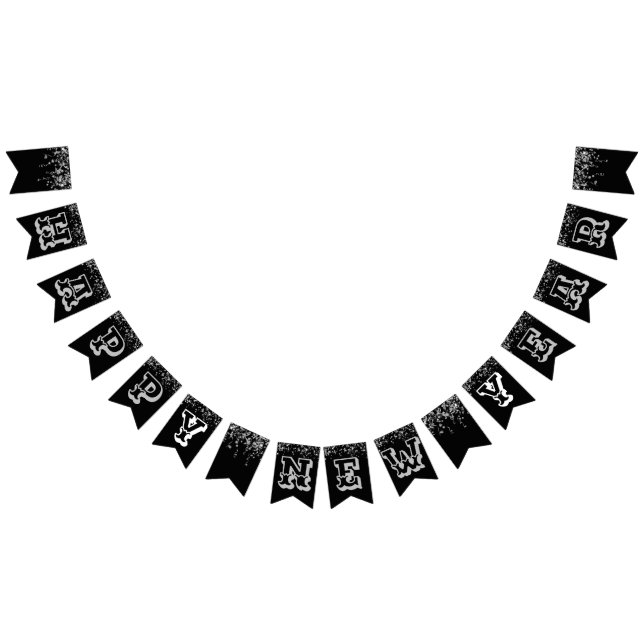 Happy New Year Black Silver Wimpelkette (Alle)