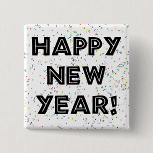 Happy New Year Black Text Button