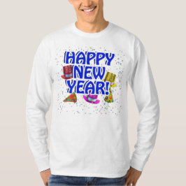 Happy New Year - Blauer Text mit Party Hats T-Shirt