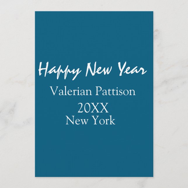 Happy new year blue name place year boho simple  einladung (Vorderseite)