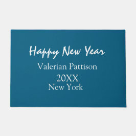 Happy new year blue name place year boho simple fußmatte