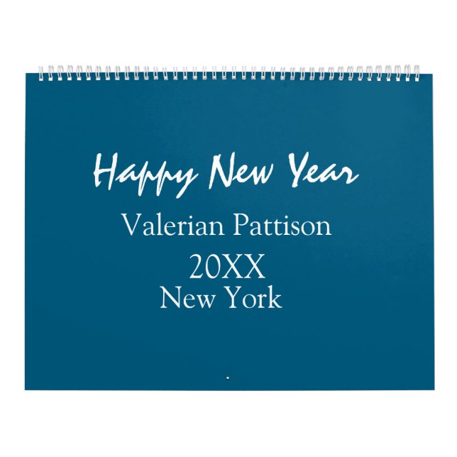 Happy new year blue name place year boho simple  kalender (Titelbild)