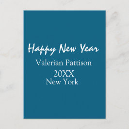 Happy new year blue name place year boho simple  postkarte