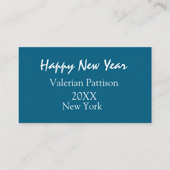 Happy new year blue name place year boho simple  visitenkarte (Vorderseite)