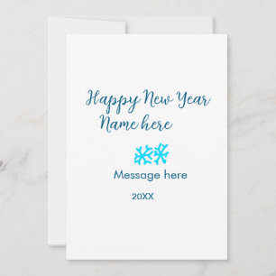 Happy New Year Blue Schneeflocken modern rustikal Feiertagskarte