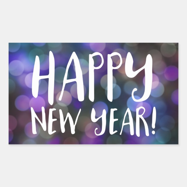 Happy New Year Bokee Rechteckiger Aufkleber (Vorderseite)
