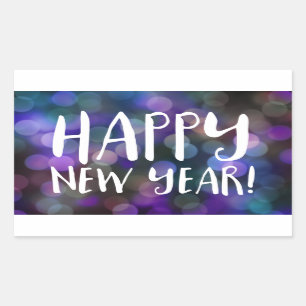 Happy New Year Bokee Rechteckiger Aufkleber