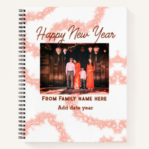 Happy new year brawn fügen Foto Familienname Glitz Notizbuch