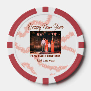Happy new year brawn fügen Foto Familienname Glitz Pokerchips