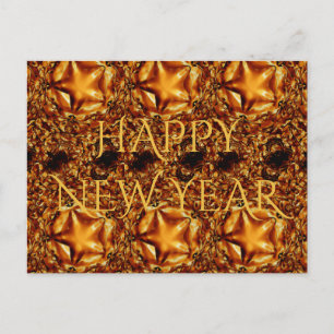 Happy New Year Brown Gold Copper Elegante Star Feiertagspostkarte
