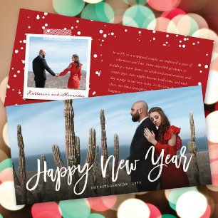 Happy New Year Brush Script Calligrafy Foto Feiertagskarte