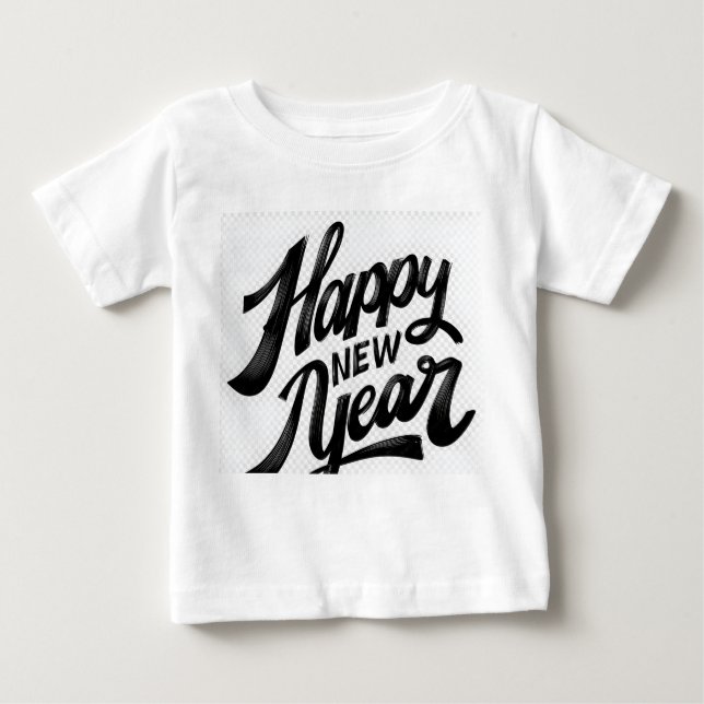 Happy New Year Brush‑Style Greeting Baby T-shirt (Vorderseite)