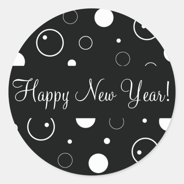 Happy New Year Bubbles Envelope Sticker Siegel (Vorderseite)