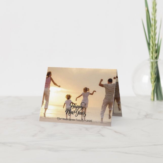 Happy New Year Card – Best Wishes for the Year Ahe Dankeskarte (Vorderseite)