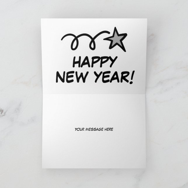 Happy New Year Card mit Shooting Star Karte (Innenseite)