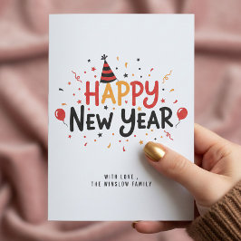 Happy New Year Card – Personalized Name or Family Feiertagskarte