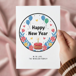 Happy New Year Card – Personalized Name or Family Feiertagskarte