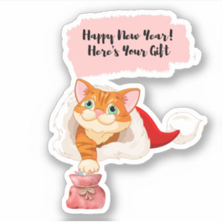 Happy New Year Cat 2023 Custom-Cut Vinyl Sticker
