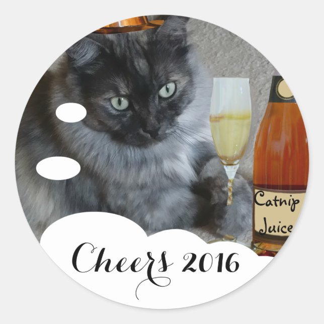 Happy New Year (cat) Aufkleber von RoseWrites (Vorderseite)