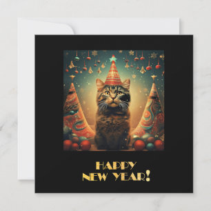 Happy New Year Cat Feiertagskarte