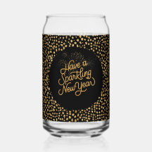 Happy New Year Celebrate,Gold Pixels Pattern,Black