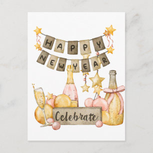 Happy New Year Celebrate Postkarte