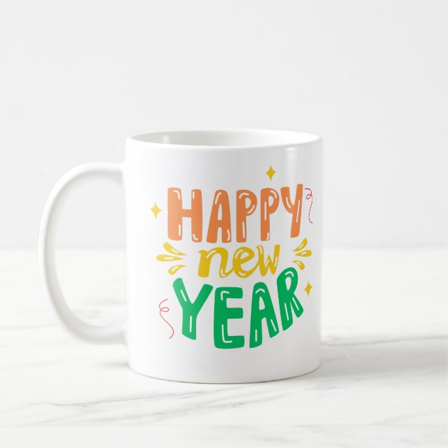 Happy New Year Celebration Design Kaffeetasse (Links)