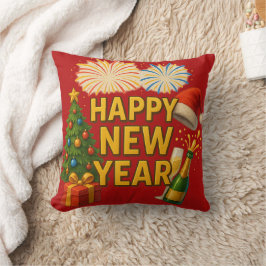 Happy New Year Celebration Sticker Kissen