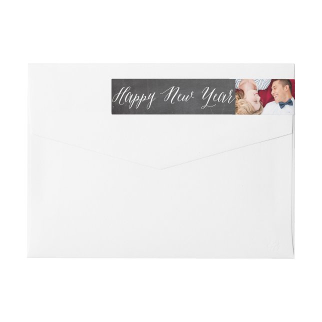 Happy New Year Chalk Holiday Foto Address Labels (Rückseite)
