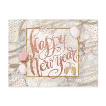 Happy New Year Champagne, Ballons, Confetti