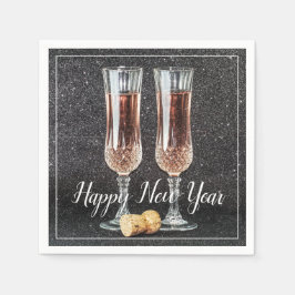 Happy New Year Champagne Brillen Paper Napkin Serviette