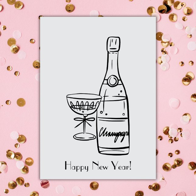 Happy New Year Champagne Flasche Gruß Karte (Von Creator hochgeladen)