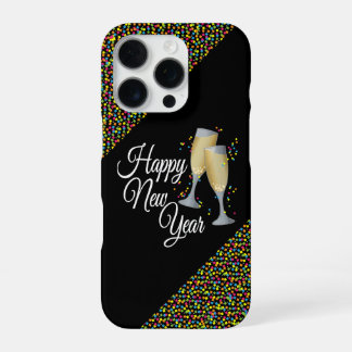 Happy New Year Champagne Glasses iPhone 16 Pro Hülle