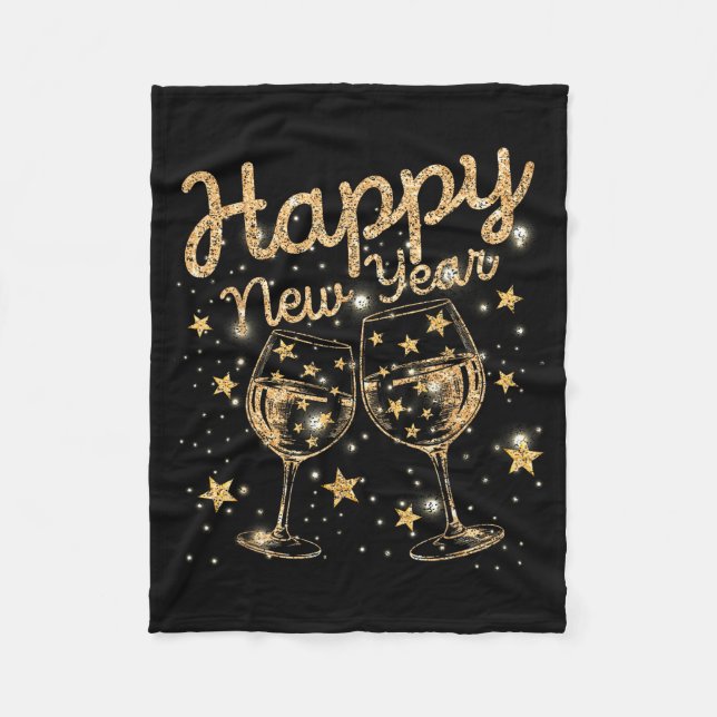 Happy New Year Champagne New Years Men Women  Fleecedecke (Vorderseite)