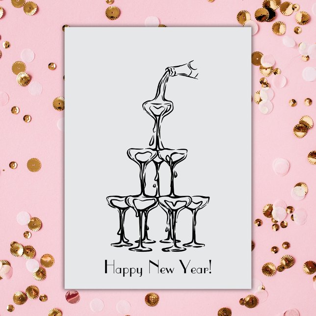 Happy New Year Champagner Tower Karte (Von Creator hochgeladen)