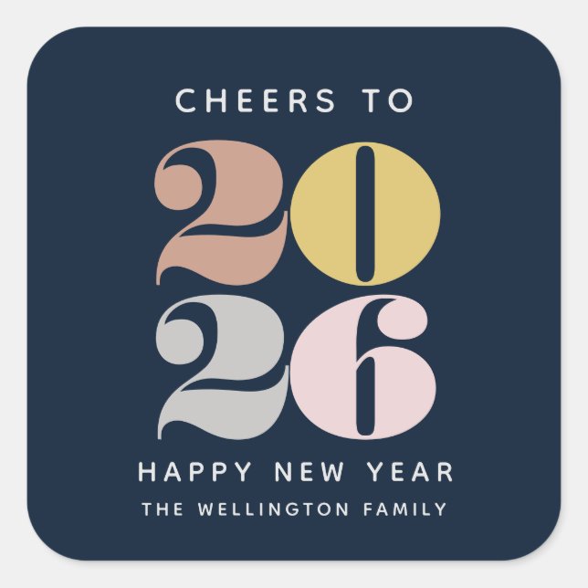 Happy New Year Cheer Blue Sticker (Vorderseite)