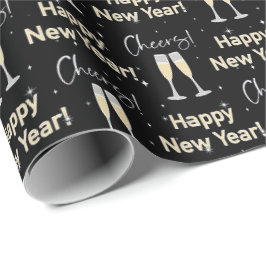 Happy New Year Cheers Champagne Toast Geschenkpapier