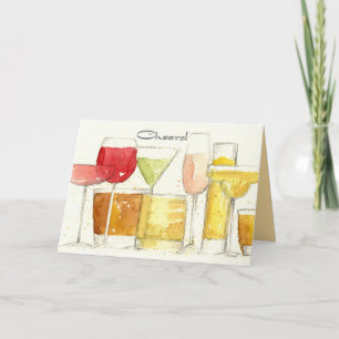 Happy New Year Cheers Cocktail Brille Spatter Karte