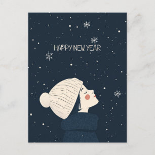 Happy New Year Child Sillhouette Feiertagspostkarte